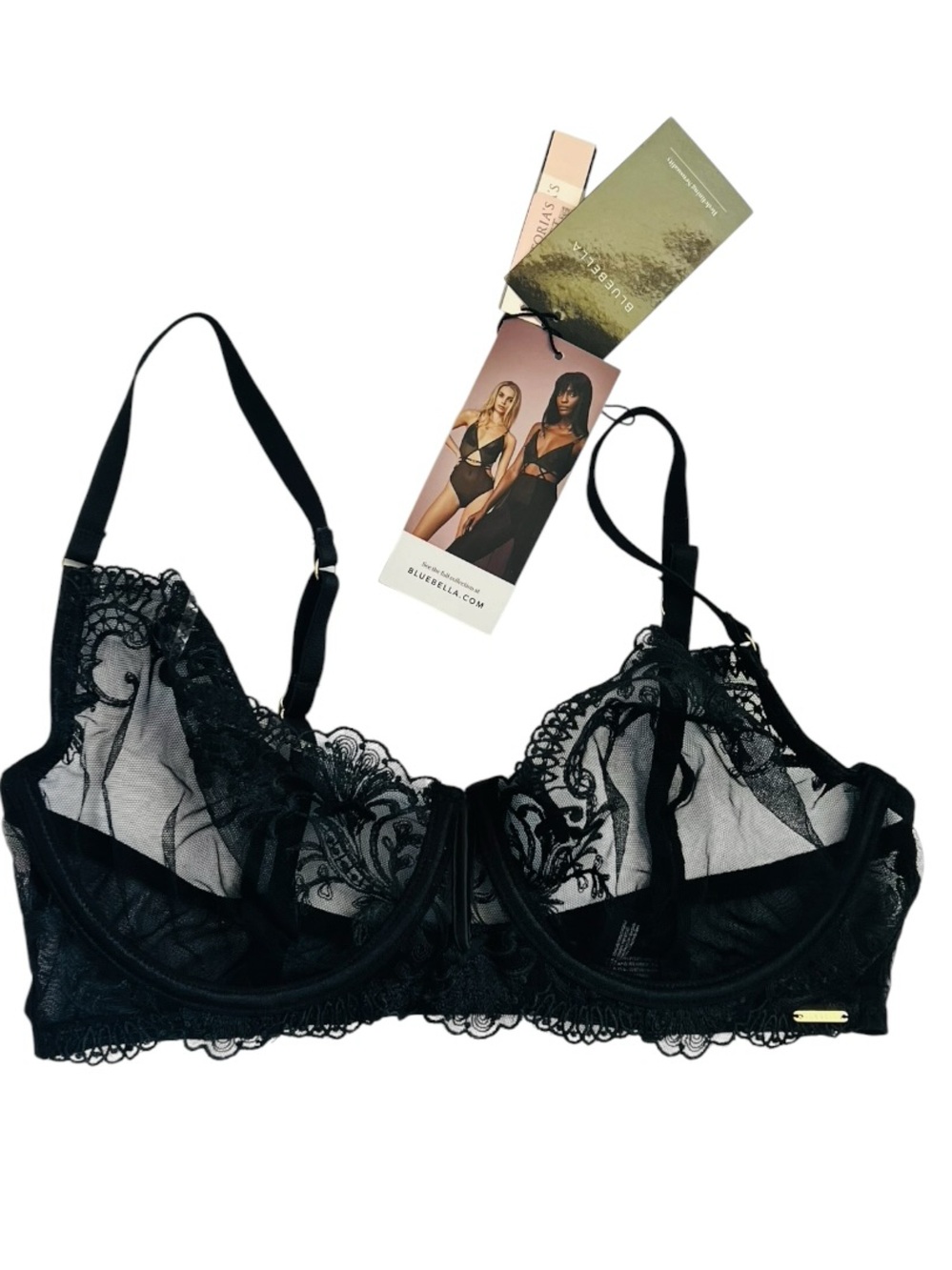 Bluebells  Sheer Black Lace Underwire Bra